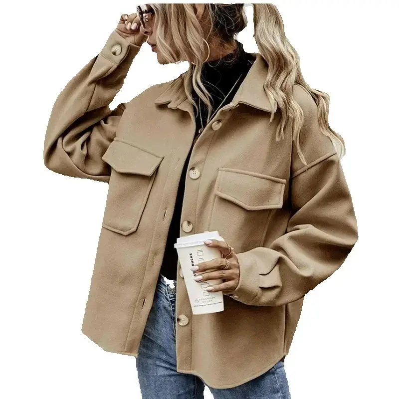 2025 Spring Women Lapel Solid Loose Cardigan Pocket Coat Woolen Coat Women Long Sleeve Single Breasted Turn-down Collar
2025 Spring Women Lapel Solid Loose Cardigan Pocket Coat Woolen Coat Women Long Sleeve Single Breasted Turn-down Collar