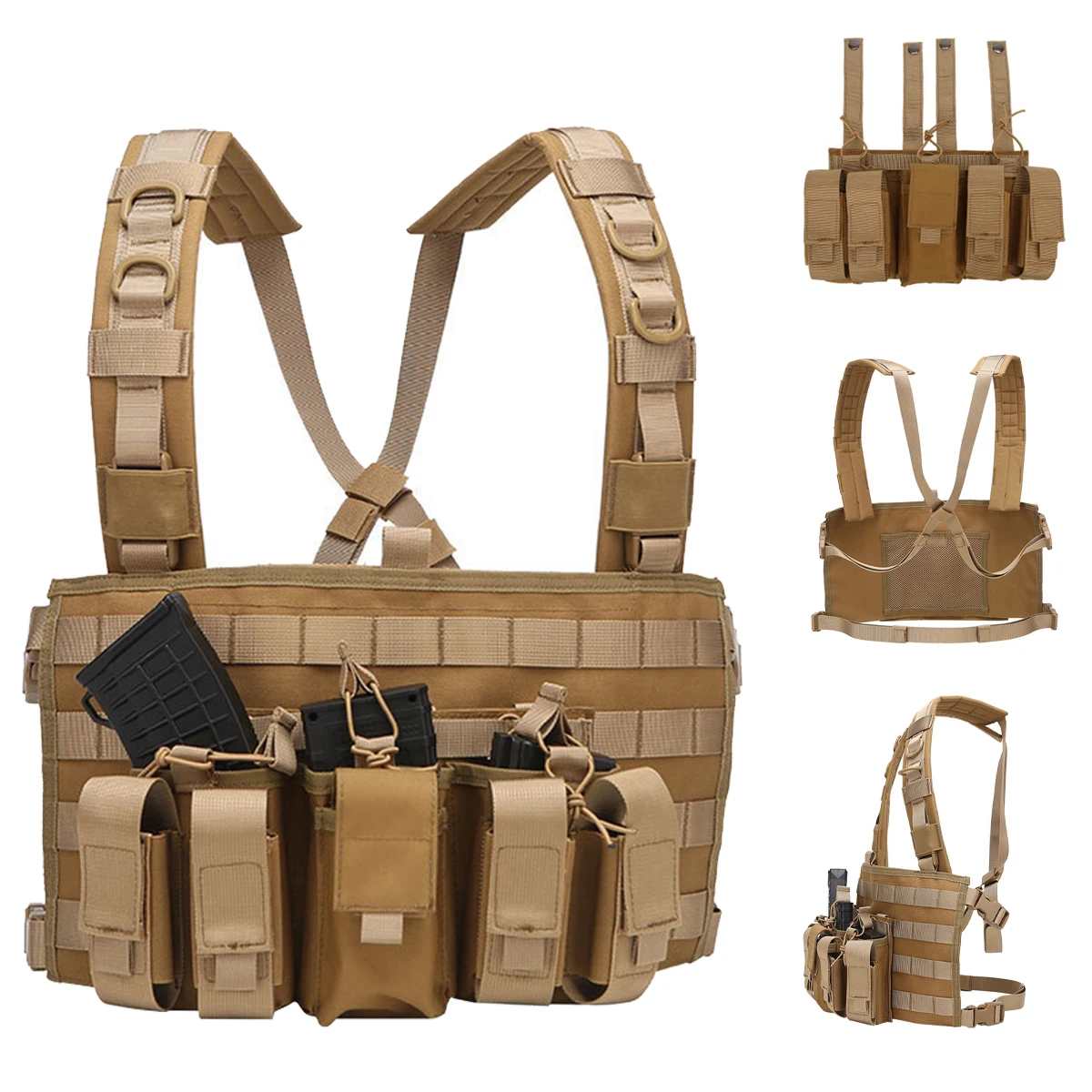 Tactical Vest Chest Rig Multi-function Modular Airsoft Wargame Hunting Military Fans Gear with 9mm 5.56 Removable Magazine Pouch
Tactical Vest Chest Rig Multi-function Modular Airsoft Wargame Hunting Military Fans Gear with 9mm 5.56 Removable Magazine Pouch