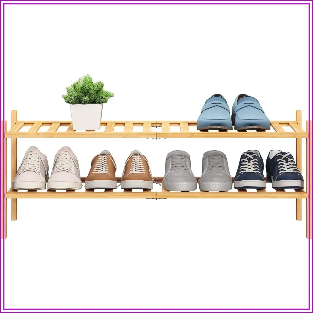2-Tier Bamboo Extended Shoe Rack Stackable Storage Organizer for Hallway Closet Entryway, Natural
2-Tier Bamboo Extended Shoe Rack Stackable Storage Organizer for Hallway Closet Entryway, Natural