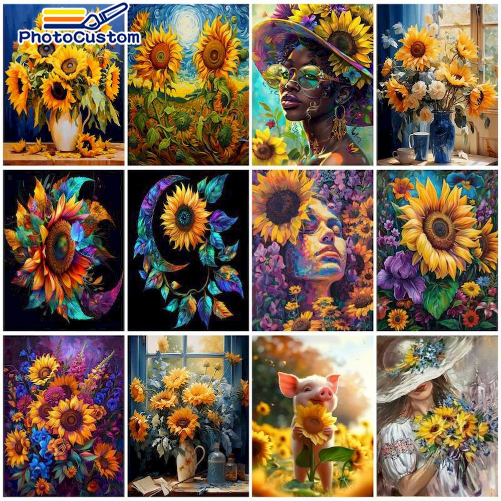 PhotoCustom 40x50cm Painting By Numbers SunFlower Oil Painting Acrylic Paint On Canvas Diy HandCrafts For Home Decor Wall Art Gi
PhotoCustom 40x50cm Painting By Numbers SunFlower Oil Painting Acrylic Paint On Canvas Diy HandCrafts For Home Decor Wall Art Gi