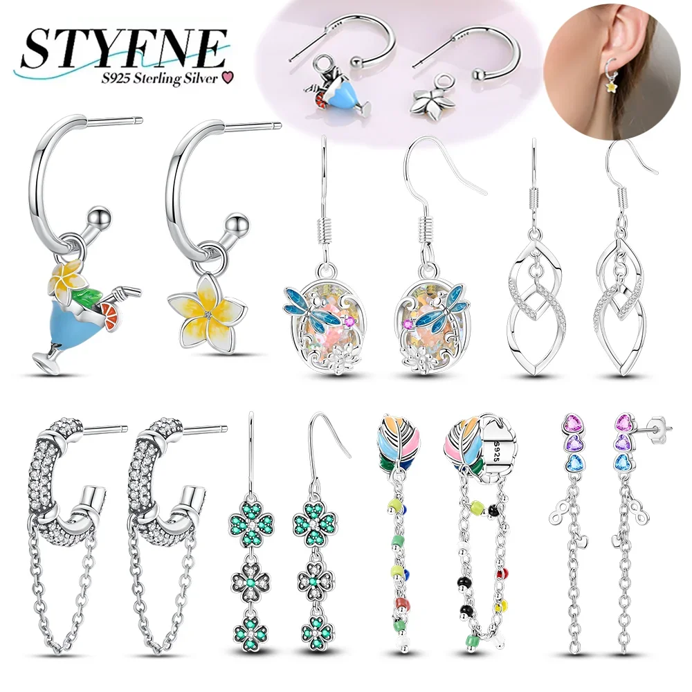Silver 925 Summer Drink Lucky Clover Feather Beads Earrings for Women Engagement Birthday Fine Jewelry Gift
Silver 925 Summer Drink Lucky Clover Feather Beads Earrings for Women Engagement Birthday Fine Jewelry Gift