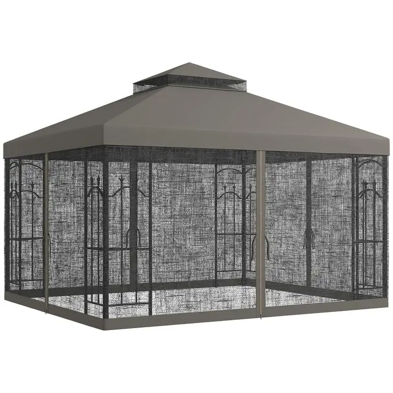 10x12 Gazebo with Shelves, Double Roof, and Netting for Outdoor Use, Perfect for Family Gatherings, Gray
10x12 Gazebo with Shelves, Double Roof, and Netting for Outdoor Use, Perfect for Family Gatherings, Gray