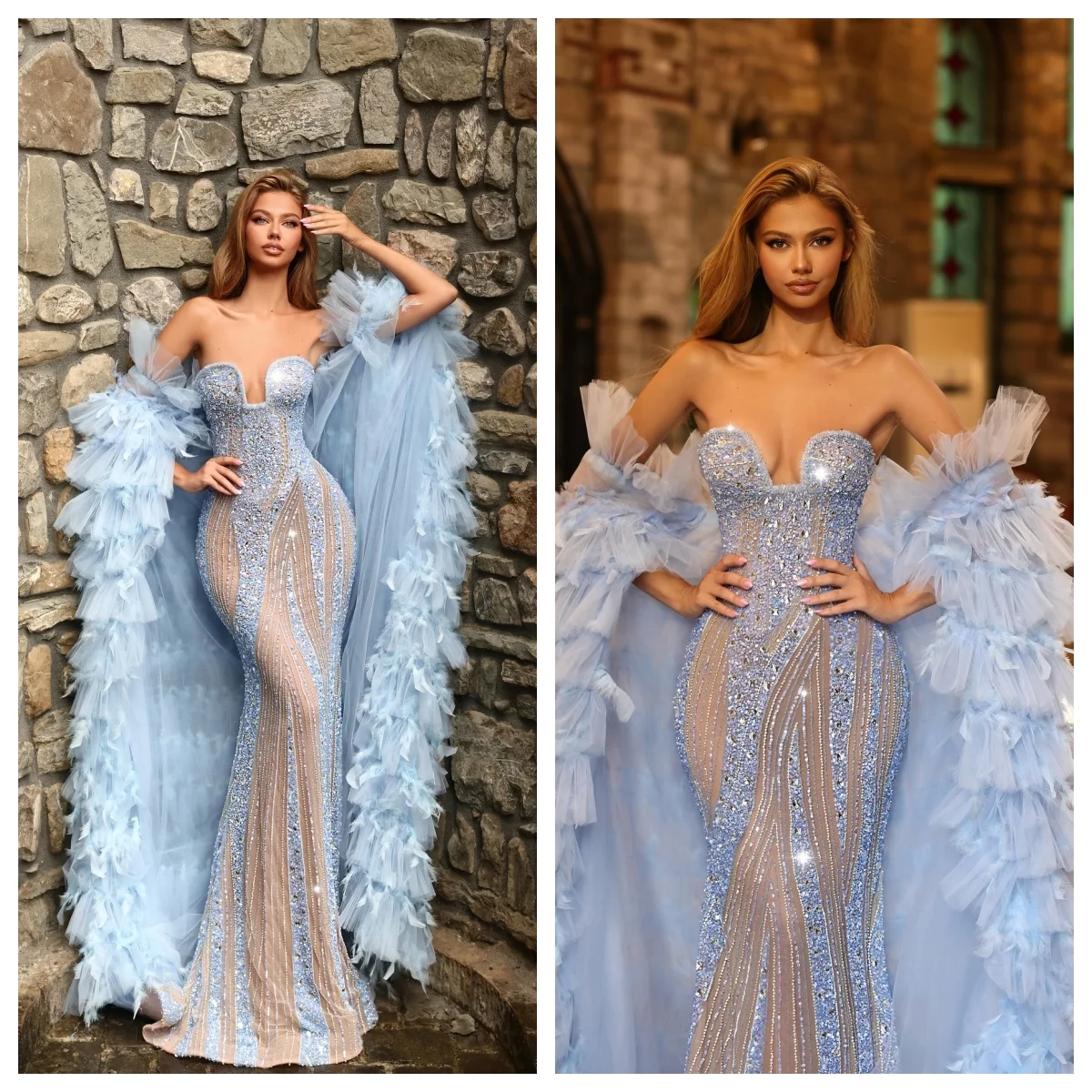 Sexy Tailored Special Occasion Dresses Trumpet Sweetheart Crystal Rhinestone Beading Tulle Shawl Banquet Evening Prom Party Gown
Sexy Tailored Special Occasion Dresses Trumpet Sweetheart Crystal Rhinestone Beading Tulle Shawl Banquet Evening Prom Party Gown