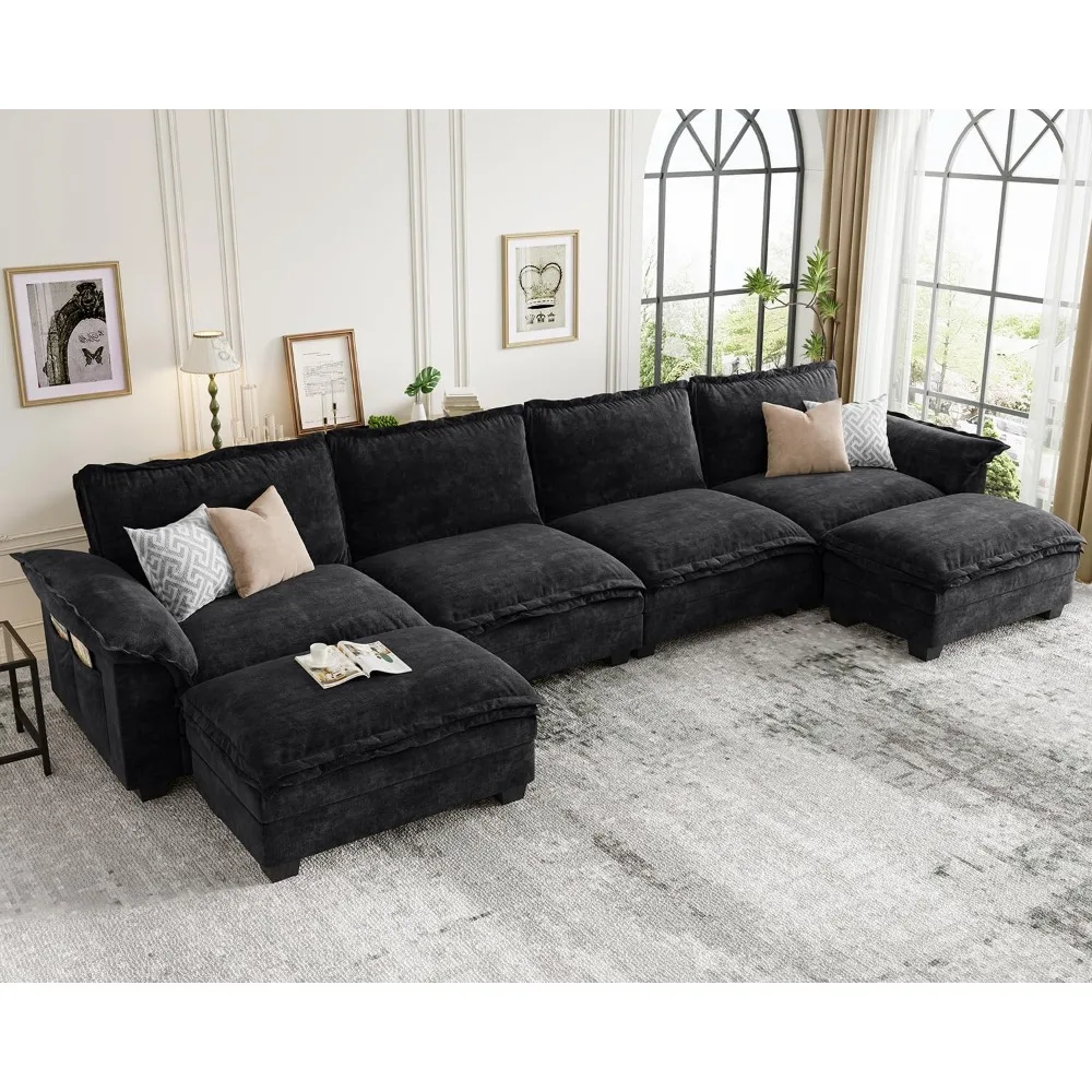 U-Shaped Modular Sectional Sofa, 6 Seater Cloud Couch with Ottoman, Chenille Sectional Couches for Living Room, Apartment
U-Shaped Modular Sectional Sofa, 6 Seater Cloud Couch with Ottoman, Chenille Sectional Couches for Living Room, Apartment