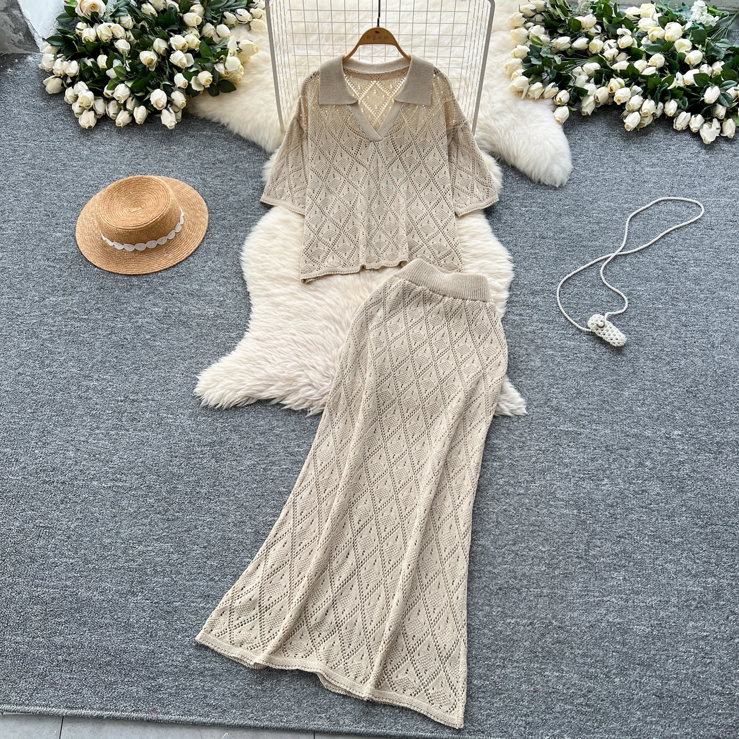 Chic Elegant Polo-Neck Knit Vacation Party Dress Women Summer A-line Vestidos ceremony dresses Two Piece Set
Chic Elegant Polo-Neck Knit Vacation Party Dress Women Summer A-line Vestidos ceremony dresses Two Piece Set