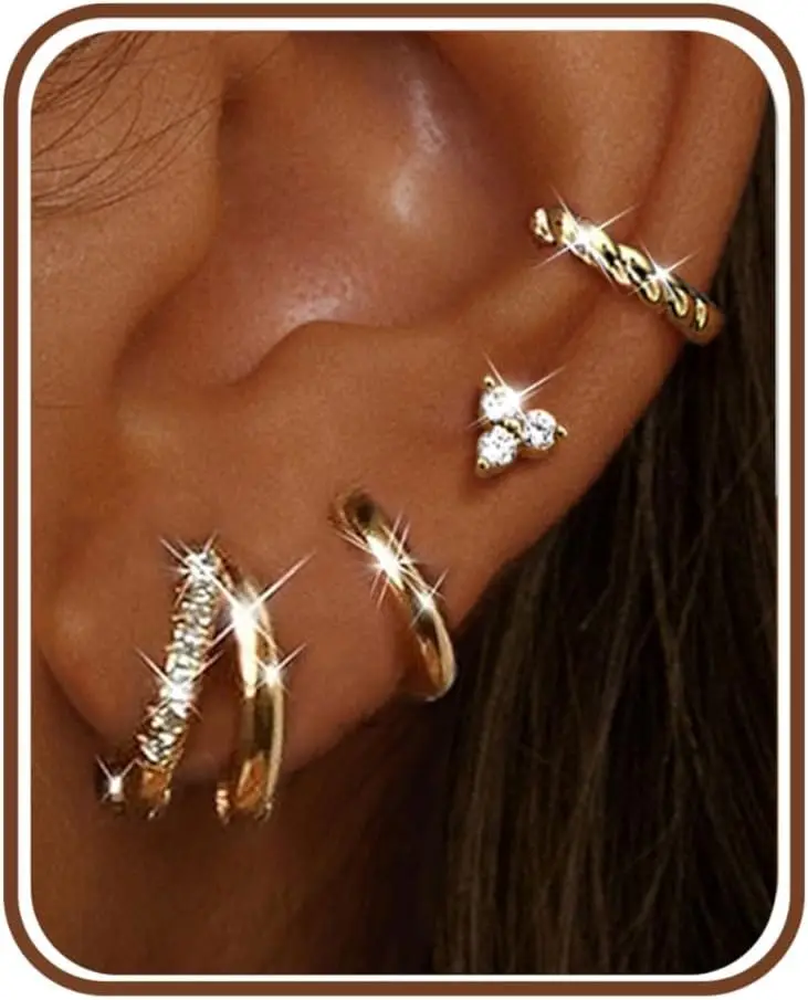 4 Pairs Women's Earrings 14K Gold Plated Gold Silver Hoop Earrings Shiny Earrings
4 Pairs Women's Earrings 14K Gold Plated Gold Silver Hoop Earrings Shiny Earrings