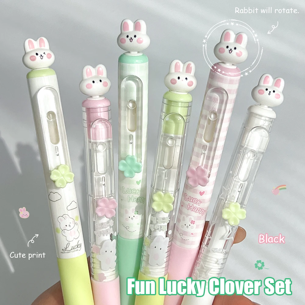 4/8/12Pcs Cute Rabbit Gel Pens 0.5mm Fun Lucky Clover Quick-Drying Black Pens for Study & Office Use
4/8/12Pcs Cute Rabbit Gel Pens 0.5mm Fun Lucky Clover Quick-Drying Black Pens for Study & Office Use