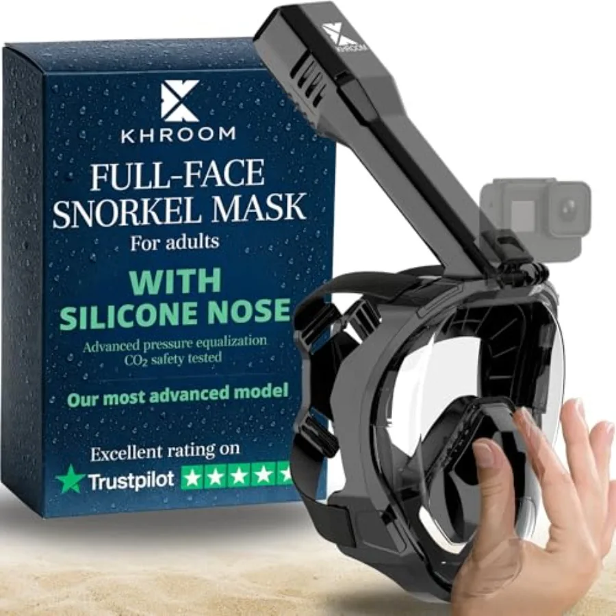 Pro Plus Full Face Snorkel Mask for Adults: Silicone, Blue, Nose Pocket for Pressure Equalizing CO2-Safe Dry Top System
Pro Plus Full Face Snorkel Mask for Adults: Silicone, Blue, Nose Pocket for Pressure Equalizing CO2-Safe Dry Top System