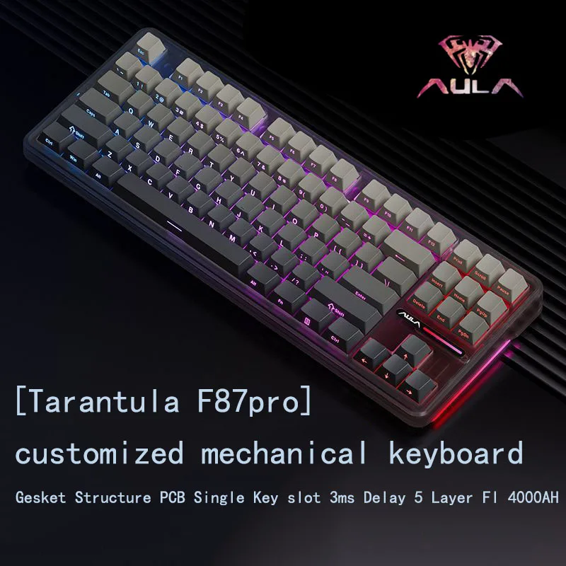 AULA F87Pro Mechanical Keyboard Tri Mode Wireless 87 Key 2.4g/Usb/Bluetooth 5 Layer Silencing Filling Suitable For Gaming+Typing
AULA F87Pro Mechanical Keyboard Tri Mode Wireless 87 Key 2.4g/Usb/Bluetooth 5 Layer Silencing Filling Suitable For Gaming+Typing