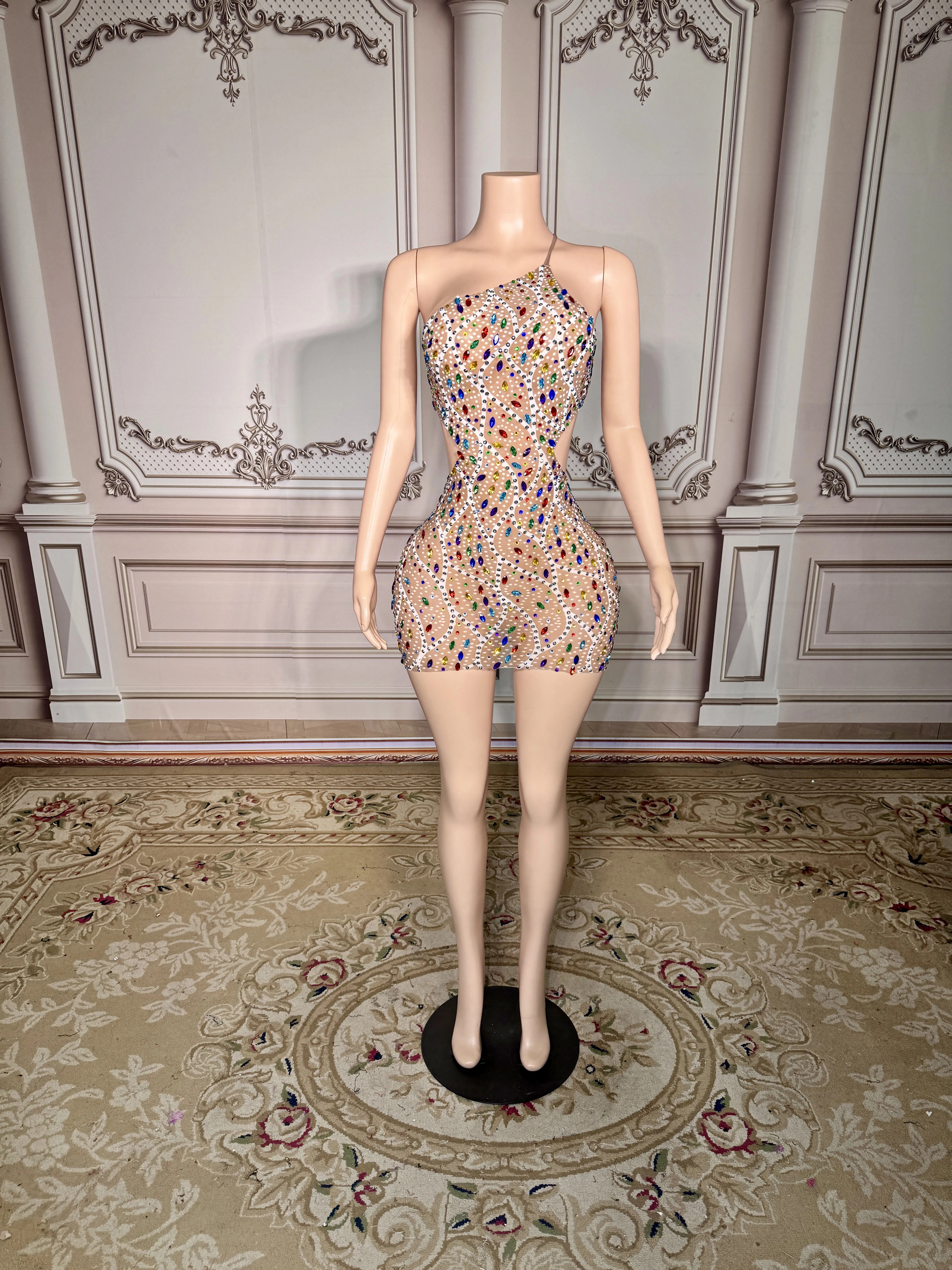ZD Sexy Sparkly Color Diamond Backless Short Dress Women Sleeveless Mesh See Through Evening Birthday Gown Singer Stage Outfit
ZD Sexy Sparkly Color Diamond Backless Short Dress Women Sleeveless Mesh See Through Evening Birthday Gown Singer Stage Outfit