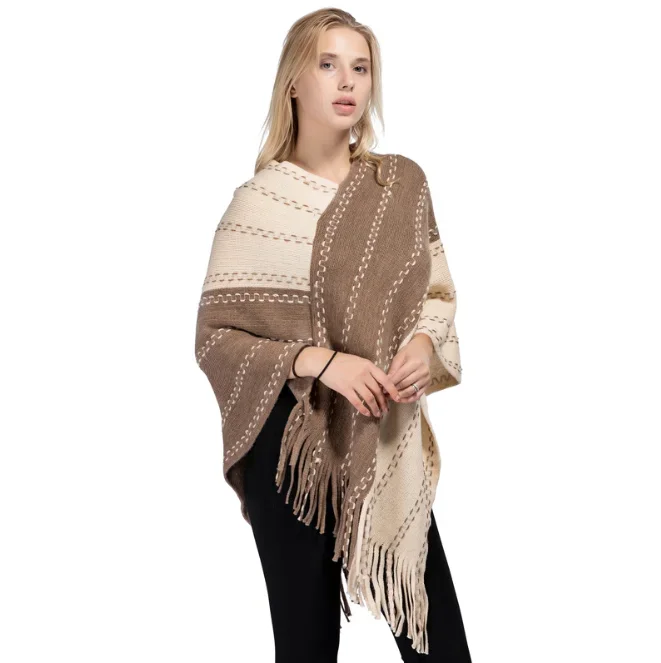 Color Matching Tassel Knitted Shawl Women's Autumn Winter New Warm Acrylic Pullover Cloak Girls' Sweater Coat Coffee
Color Matching Tassel Knitted Shawl Women's Autumn Winter New Warm Acrylic Pullover Cloak Girls' Sweater Coat Coffee