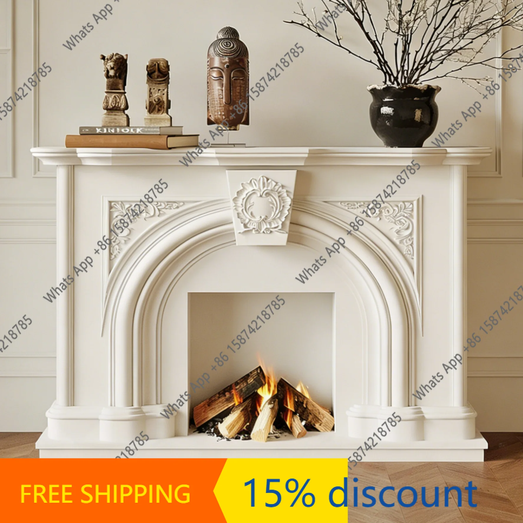 K French Solid Wood Carving Flower Mantel Arched Porch Rack Simple Decorative Cabinet Light Luxury American Fireplace Cabinet
K French Solid Wood Carving Flower Mantel Arched Porch Rack Simple Decorative Cabinet Light Luxury American Fireplace Cabinet