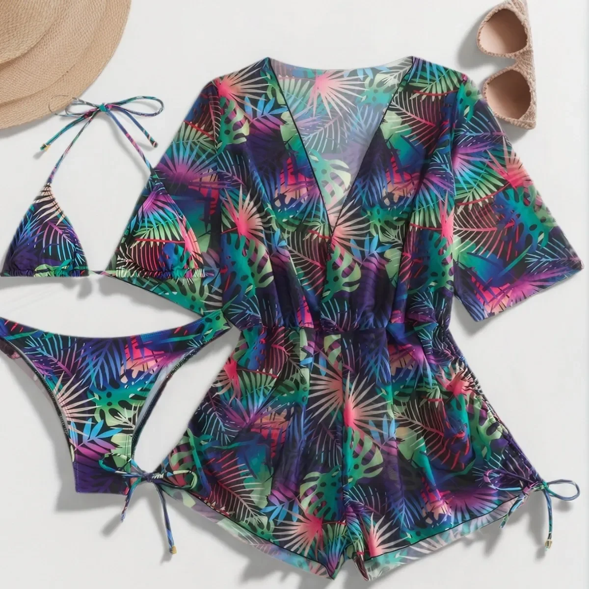 New 2025 Print 3 Pieces Set Swimsuit Women Thong Swimwear Sexy Matching Bikini Set Short Sleeve Cover Up Beachwear Bathing Suit
New 2025 Print 3 Pieces Set Swimsuit Women Thong Swimwear Sexy Matching Bikini Set Short Sleeve Cover Up Beachwear Bathing Suit
