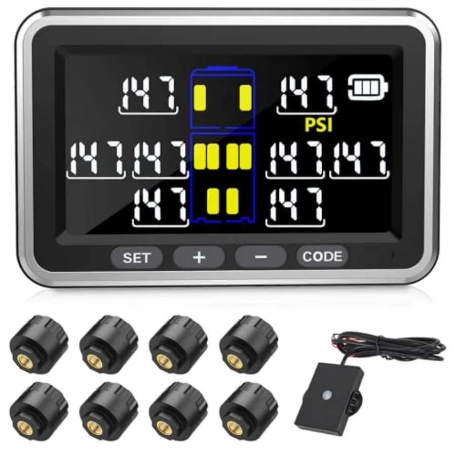 Truck/RV Tire Prure Monitoring System, 0-199PSI 4.5-inch Screen TS Trailer High Prure TPMS with, Color Display 6 Alert Modes, S
Truck/RV Tire Prure Monitoring System, 0-199PSI 4.5-inch Screen TS Trailer High Prure TPMS with, Color Display 6 Alert Modes, S