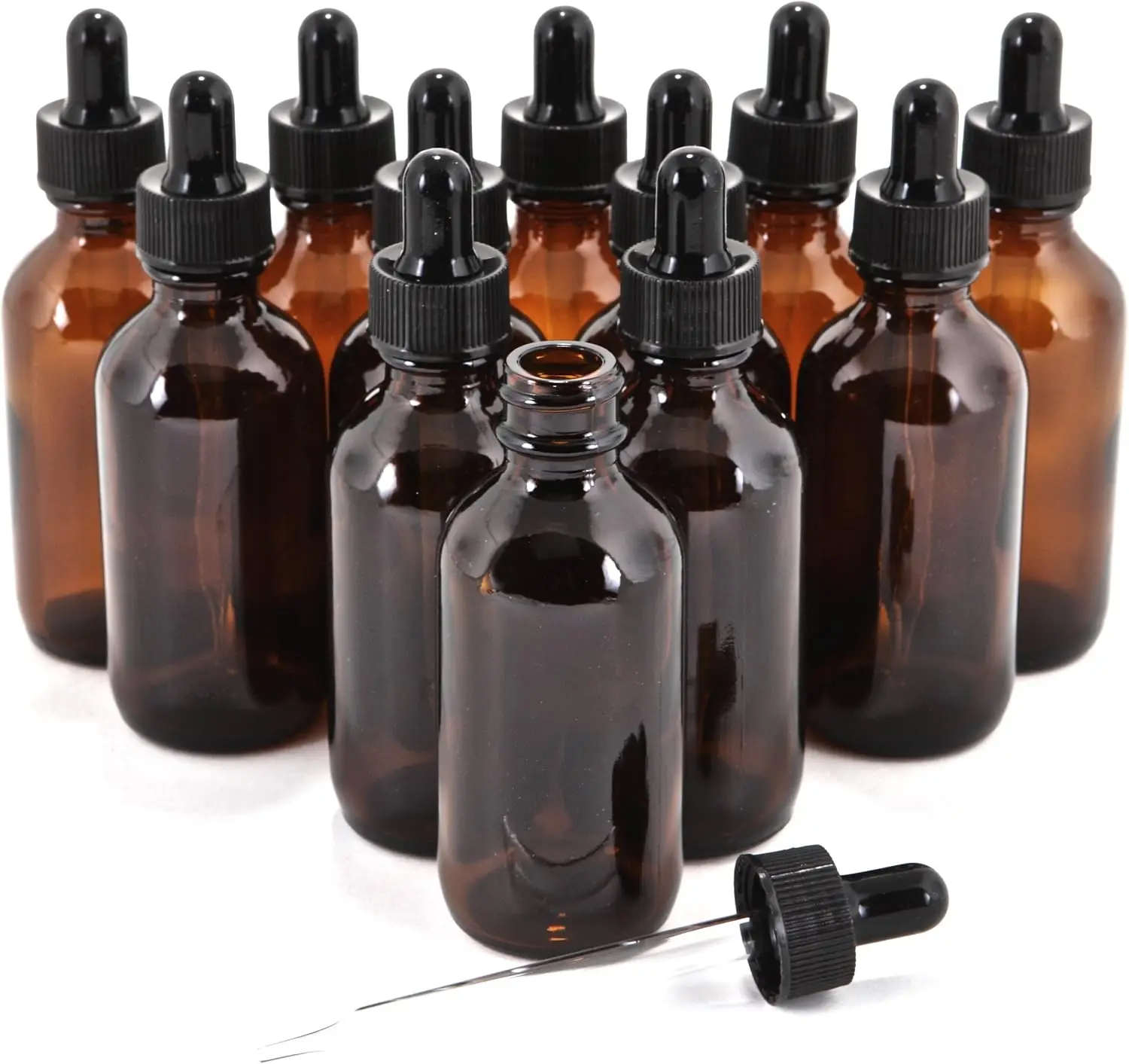 12 Pack 2 oz Amber Glass Bottles with Glass Droppers for Essential Oils, Perfume Oils, Travel Size
12 Pack 2 oz Amber Glass Bottles with Glass Droppers for Essential Oils, Perfume Oils, Travel Size
