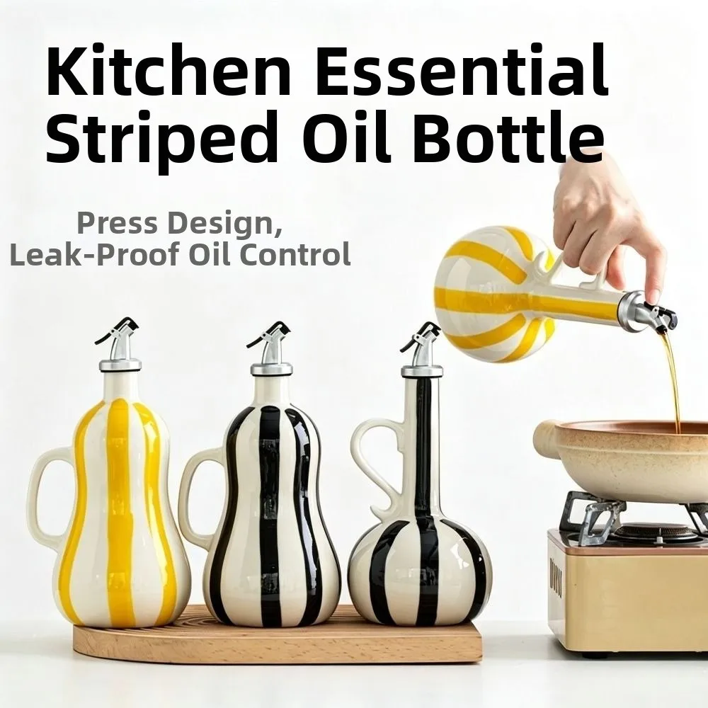 Leak-Proof Ceramic Oil Bottle Hand-drawn Stripes Nordic Style Soy Sauce and Vinegar Bottle with Handle Pressing Design
Leak-Proof Ceramic Oil Bottle Hand-drawn Stripes Nordic Style Soy Sauce and Vinegar Bottle with Handle Pressing Design