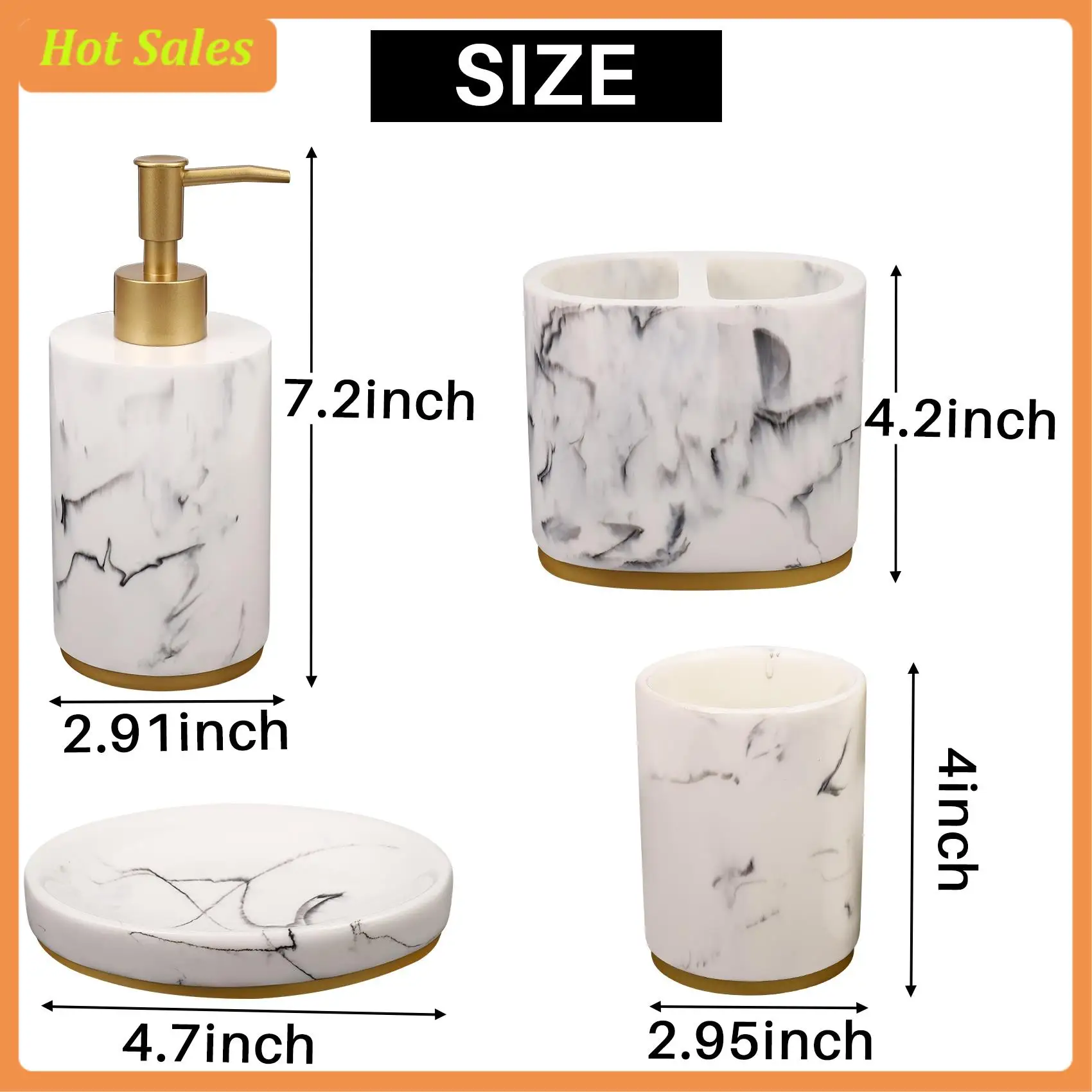 AA05 Bathroom Accessories Set, 5 Pieces Bath Ensemble, Bath Set Collection Marble Pattern Soap Dispenser Pump, Toothbrush Holder
AA05 Bathroom Accessories Set, 5 Pieces Bath Ensemble, Bath Set Collection Marble Pattern Soap Dispenser Pump, Toothbrush Holder