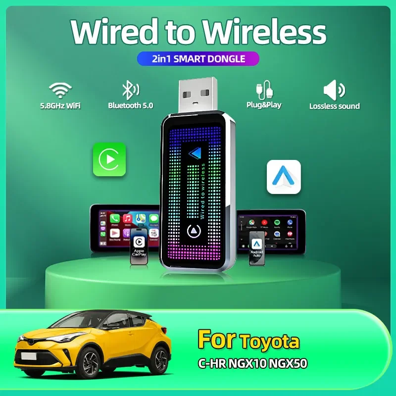 Android Auto Wireless Adapter 2025 New Mini 2 in 1 Box For Apple Carplay Dongle For Toyota C-HR NGX10 NGX50
Android Auto Wireless Adapter 2025 New Mini 2 in 1 Box For Apple Carplay Dongle For Toyota C-HR NGX10 NGX50