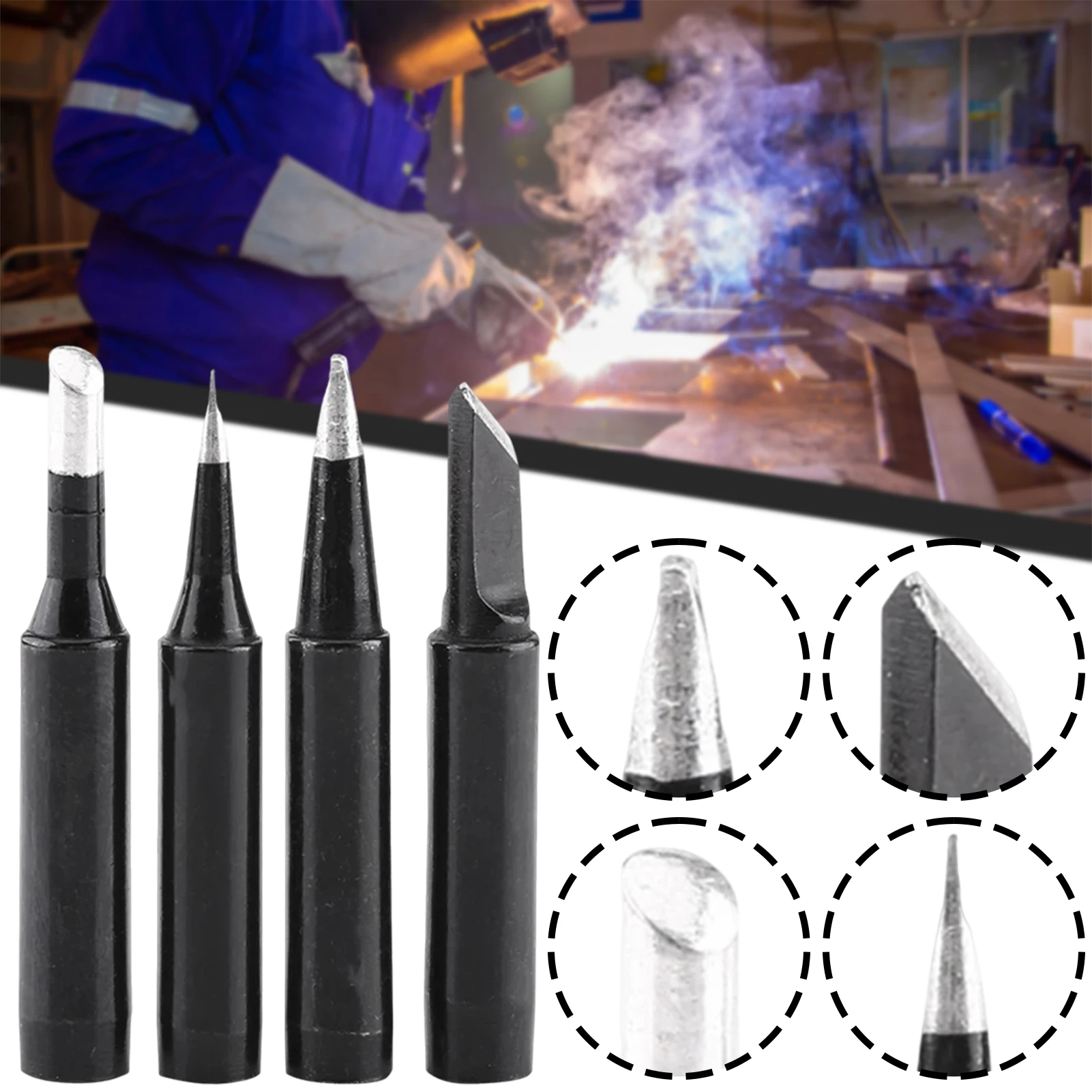4pcs Premium Soldering Iron Tips Heat Resistant Replacement Iron Tips Kit for Electronics Assembly Repair Soldering Accessories
4pcs Premium Soldering Iron Tips Heat Resistant Replacement Iron Tips Kit for Electronics Assembly Repair Soldering Accessories