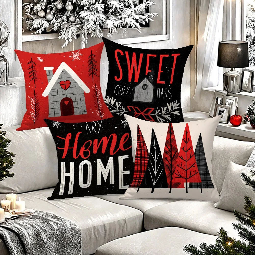 Christmas Home Art Pillowcase, Artistic Festive Design, Red Black Winter Home Decor Cushion Cover
Christmas Home Art Pillowcase, Artistic Festive Design, Red Black Winter Home Decor Cushion Cover