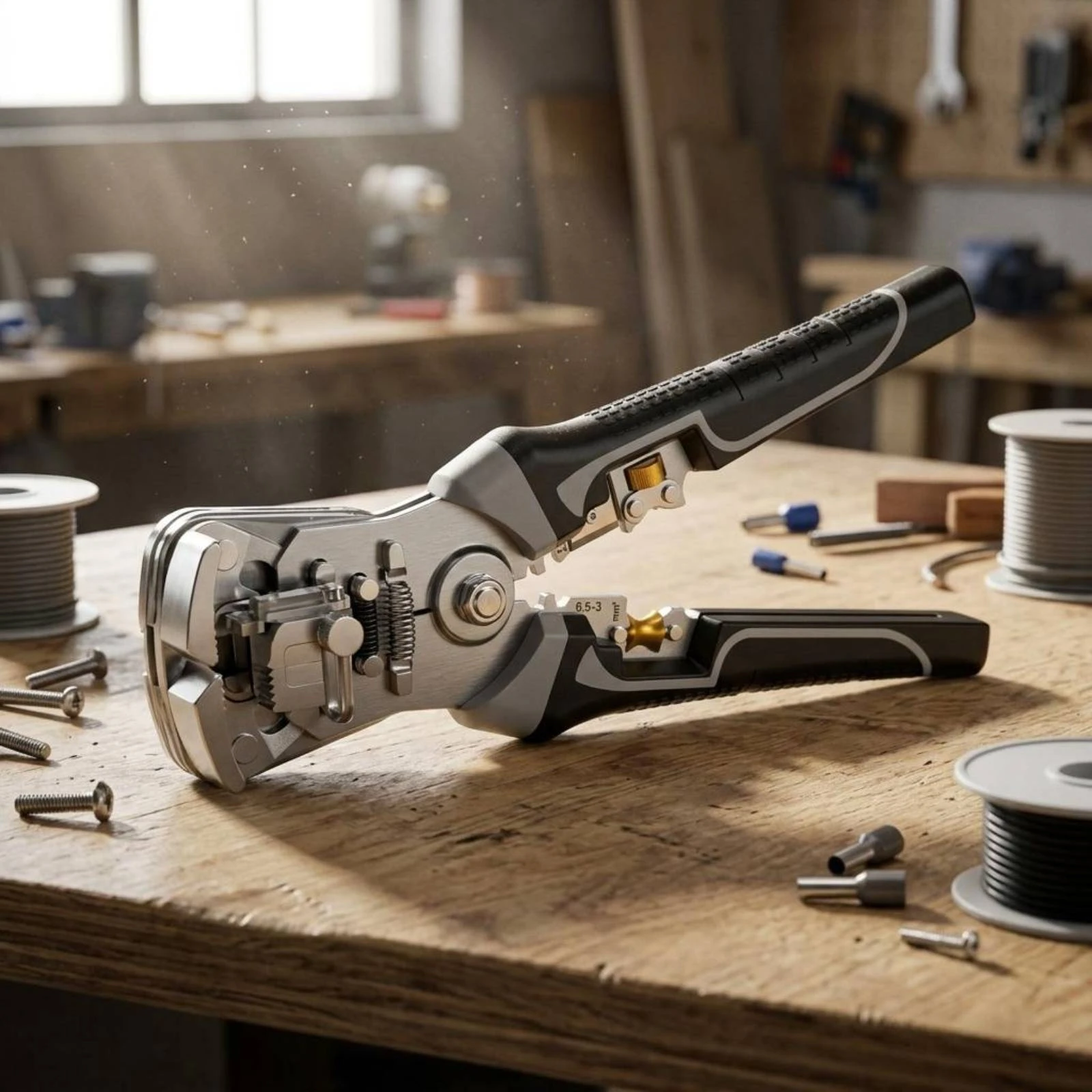 Automatic Wire Stripper Ergonomic Handles Coil-Powered-Loaded Wire Stripper Hand Tool Safety Head Covers Textured Grip
Automatic Wire Stripper Ergonomic Handles Coil-Powered-Loaded Wire Stripper Hand Tool Safety Head Covers Textured Grip