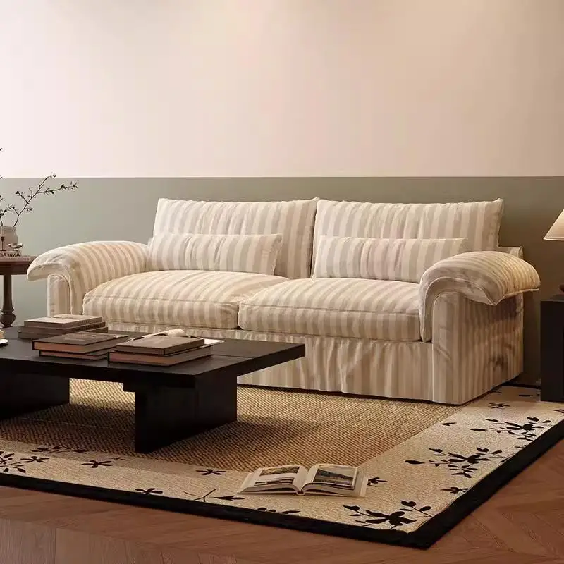 Fabric sofa living room straight row medieval linen cotton and linen striped sofa
Fabric sofa living room straight row medieval linen cotton and linen striped sofa