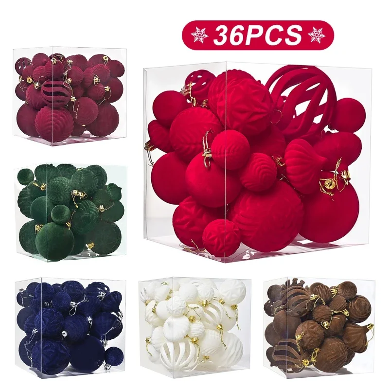 4/6/8CM 36PCS Flocking Christmas Balls Red Green Luxury Xmas Decorative Hanging Ornaments Party Christmas Spheres Pendant New
4/6/8CM 36PCS Flocking Christmas Balls Red Green Luxury Xmas Decorative Hanging Ornaments Party Christmas Spheres Pendant New