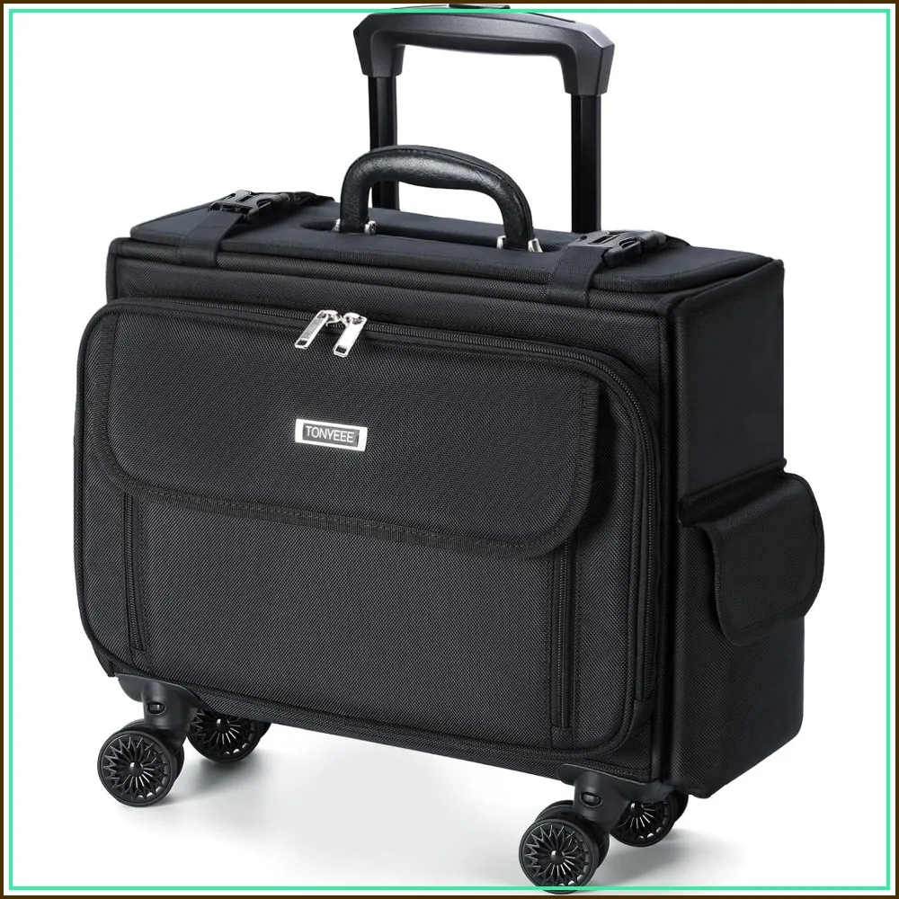 15.6" Rolling Laptop Bag, Ballistic Nylon Wheeled Briefcase, Professional Carry On with 360 Spinner Wheels, Underseat Business Case
15.6" Rolling Laptop Bag, Ballistic Nylon Wheeled Briefcase, Professional Carry On with 360 Spinner Wheels, Underseat Business Case