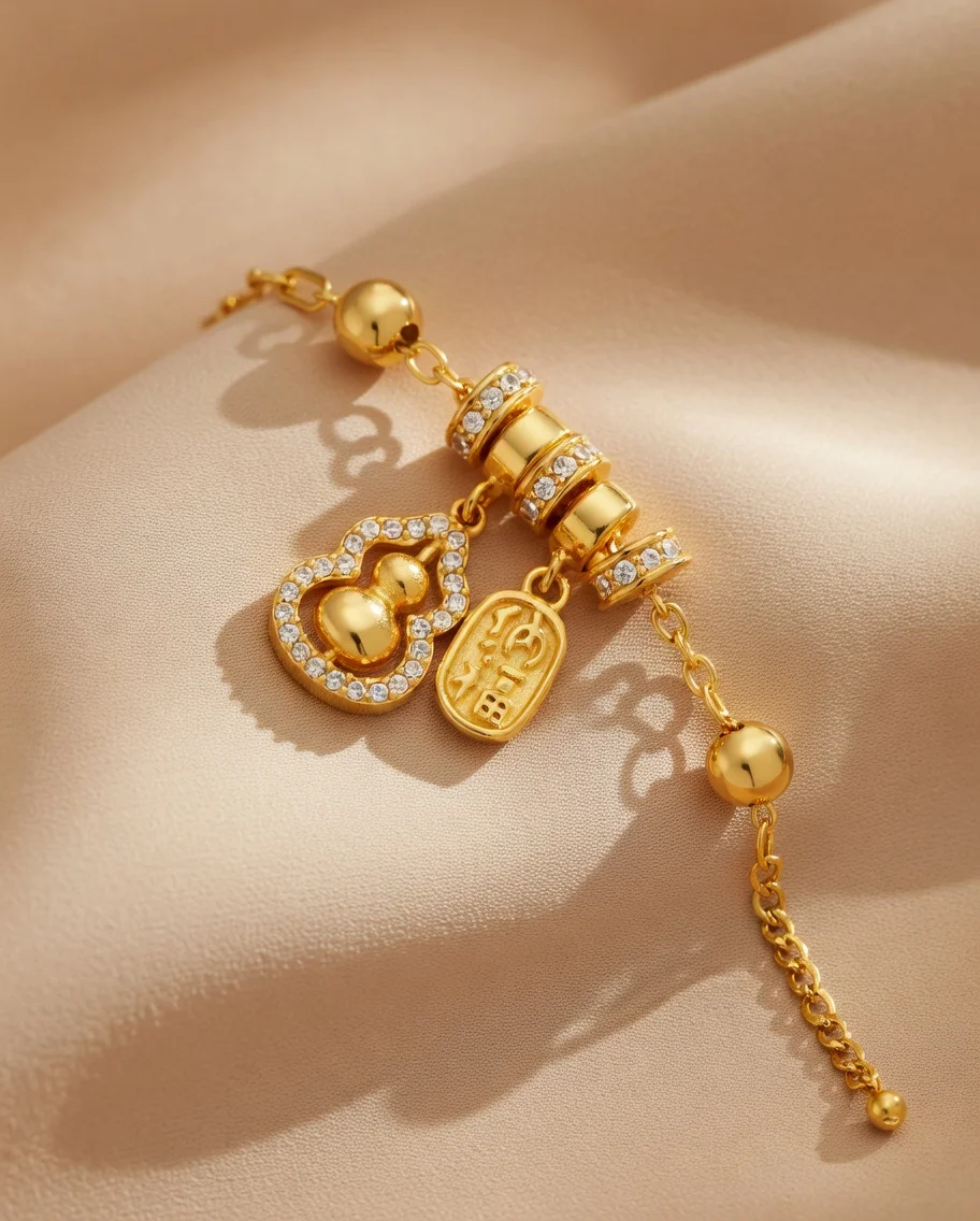 Gold Fortune Gourd Fu Lu Crystal Bead Rotating Tassel Bracelet for Women Light Luxury High-End Luck Charm Jewelry Tarnish-Free
Gold Fortune Gourd Fu Lu Crystal Bead Rotating Tassel Bracelet for Women Light Luxury High-End Luck Charm Jewelry Tarnish-Free