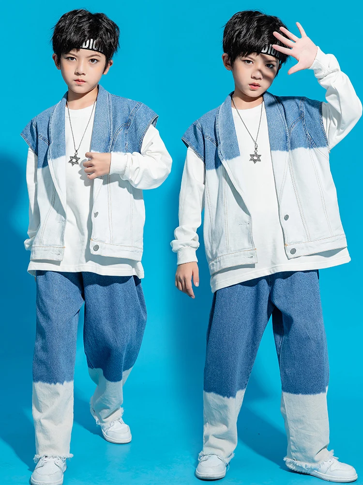 Fashion Hip Hop Dance Costume Teenagers Kids Denim Vest Pants Loose Boys Hiphop Performance Wear Girls Jazz Dance Clothes BL9420
Fashion Hip Hop Dance Costume Teenagers Kids Denim Vest Pants Loose Boys Hiphop Performance Wear Girls Jazz Dance Clothes BL9420