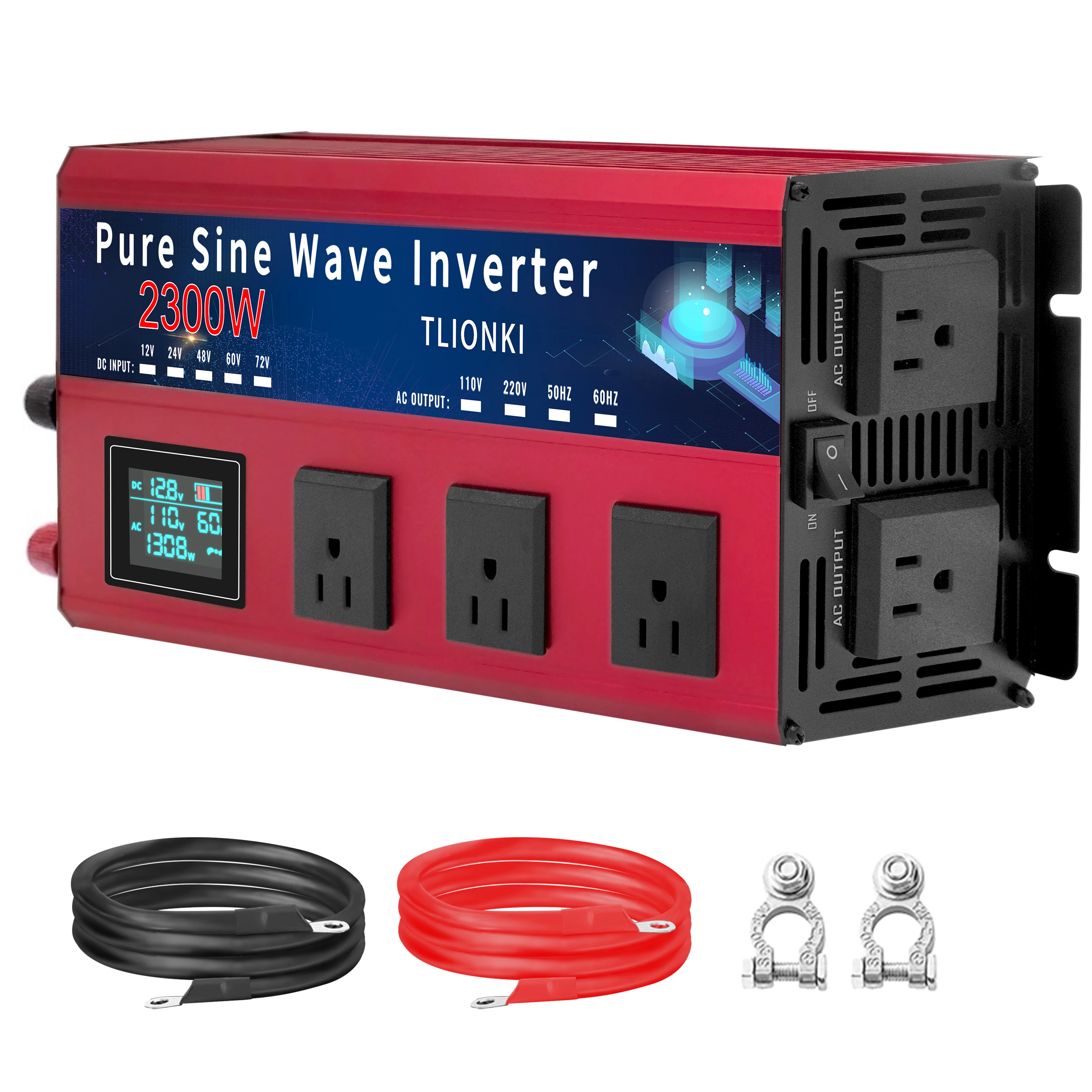 2300W Pure Sine Wave Inverter DC12V to AC110V Power Inverter with LCD Display 4600W Peak Converter for RV Camping Home Emergency
2300W Pure Sine Wave Inverter DC12V to AC110V Power Inverter with LCD Display 4600W Peak Converter for RV Camping Home Emergency