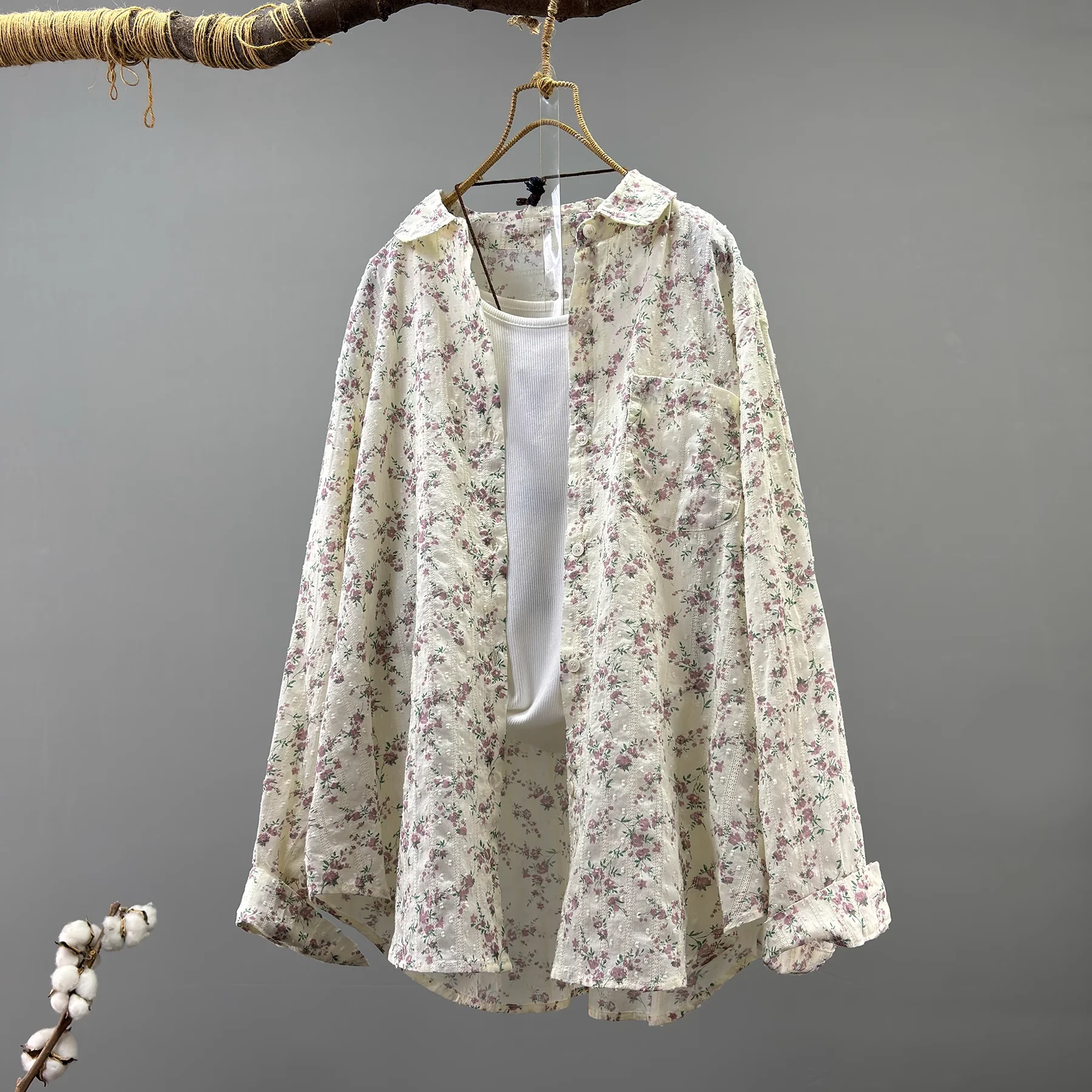 2025 Mori girl cotton long sleeve tops flowers lace crochet patchwork shirts and blouses korean style women's clothing
2025 Mori girl cotton long sleeve tops flowers lace crochet patchwork shirts and blouses korean style women's clothing