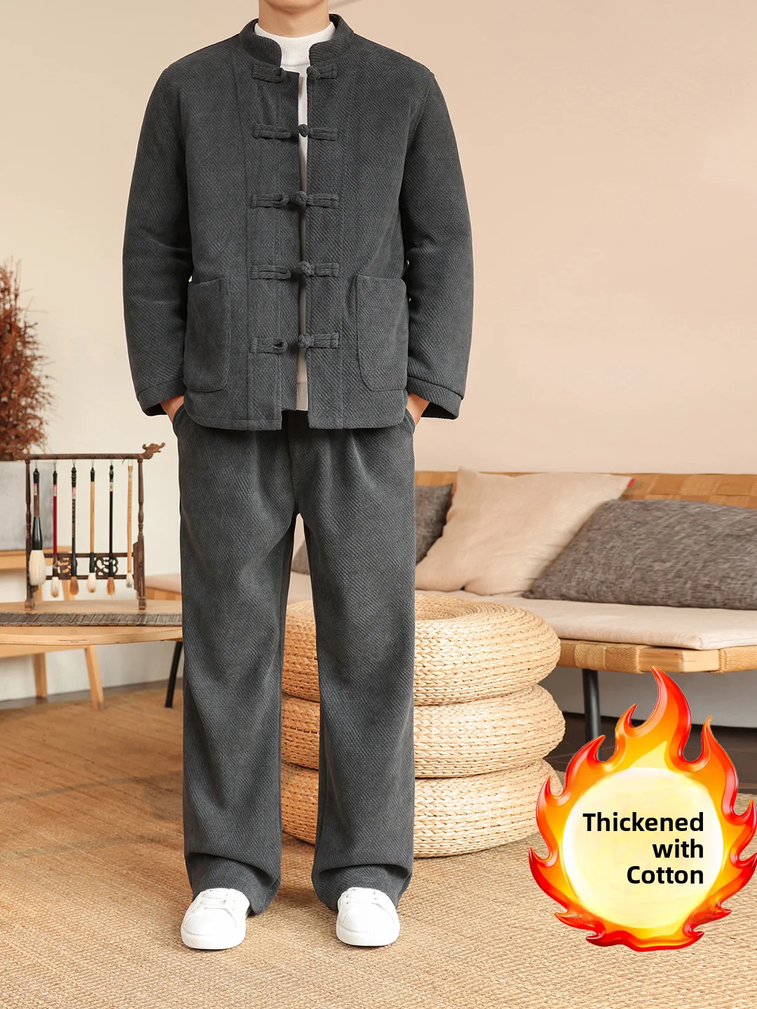 Winter New Sle Chinese Retro Button Tang Suit Cotton Jaet Two-Piece Set Dad Clothes Warm Cotton Coat Long Sve Casual
Winter New Sle Chinese Retro Button Tang Suit Cotton Jaet Two-Piece Set Dad Clothes Warm Cotton Coat Long Sve Casual