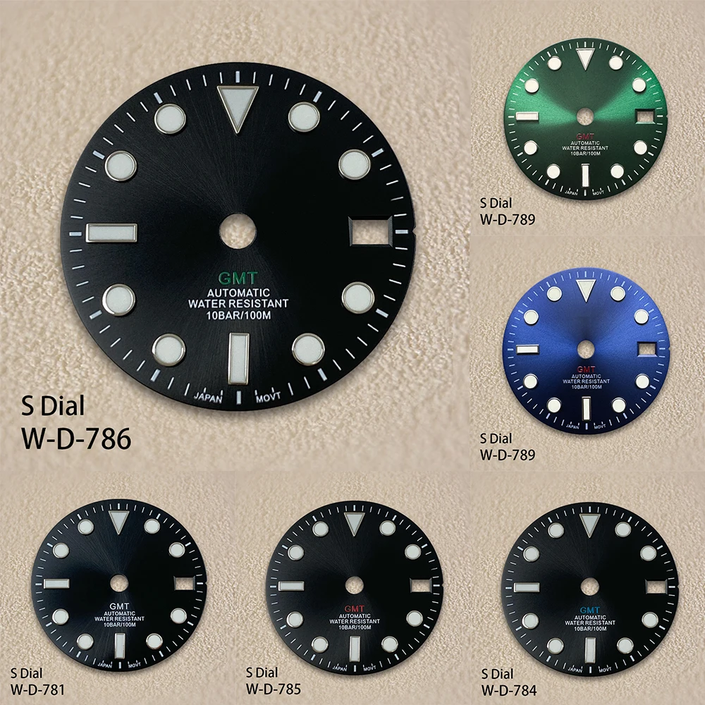 29mm S Logo GMT Dial Fit NH34 Movement Green Luminous Sunburst Black Watch Modification Accessories
29mm S Logo GMT Dial Fit NH34 Movement Green Luminous Sunburst Black Watch Modification Accessories