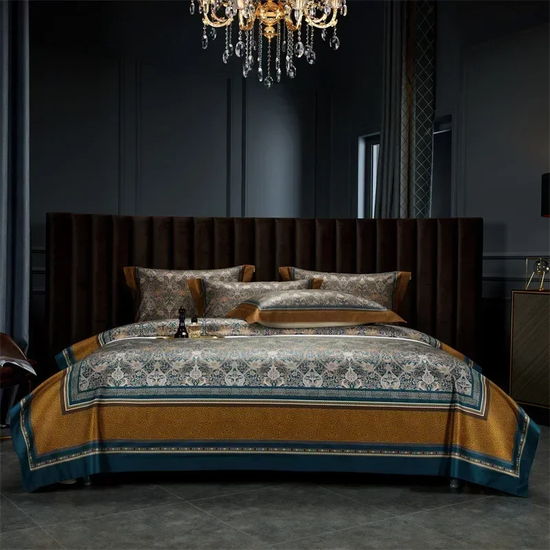 High 140 count long staple cotton digital printing four piece set all cotton four piece set light luxury bedding set
High 140 count long staple cotton digital printing four piece set all cotton four piece set light luxury bedding set