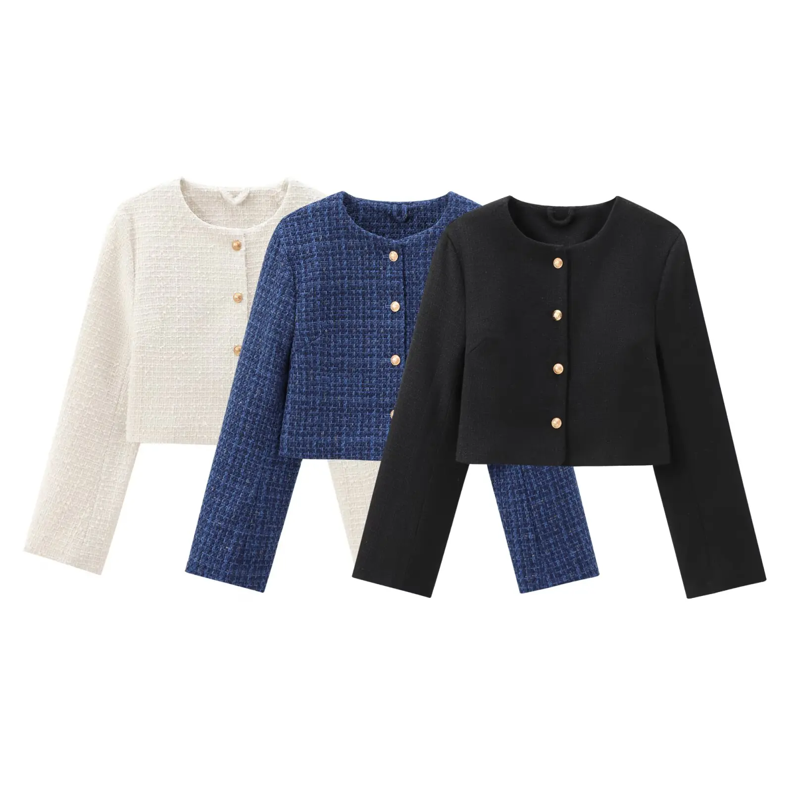American Style Long Sleeve Casual Coat round Neck Loose Fit Slimming Short Length Button up Cardigan Spring Fashion for Women
American Style Long Sleeve Casual Coat round Neck Loose Fit Slimming Short Length Button up Cardigan Spring Fashion for Women