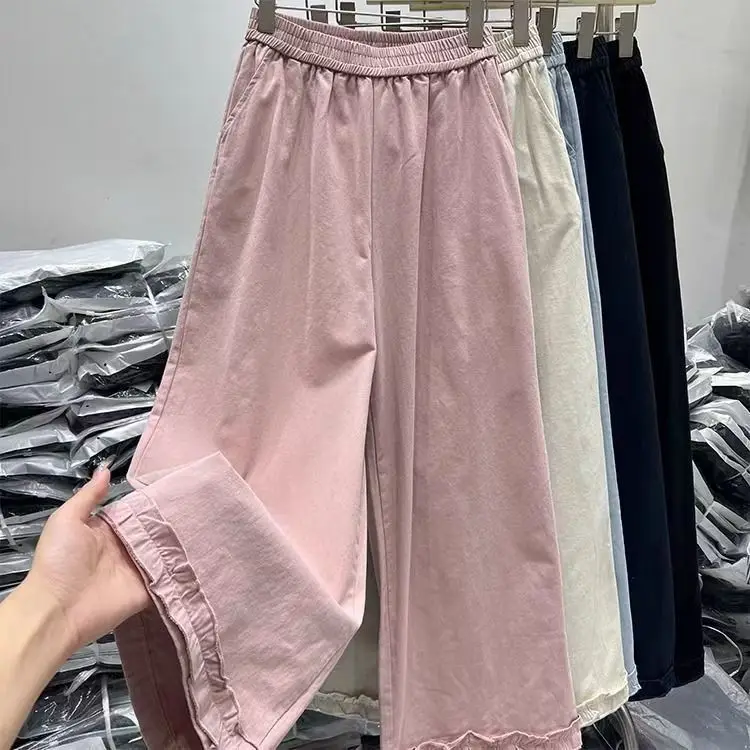 Korean Style Washed Wide Leg Women's Summer New Style Elastic High Waist Straight Tube Loose Versatile Casual Nine Minute Pants
Korean Style Washed Wide Leg Women's Summer New Style Elastic High Waist Straight Tube Loose Versatile Casual Nine Minute Pants