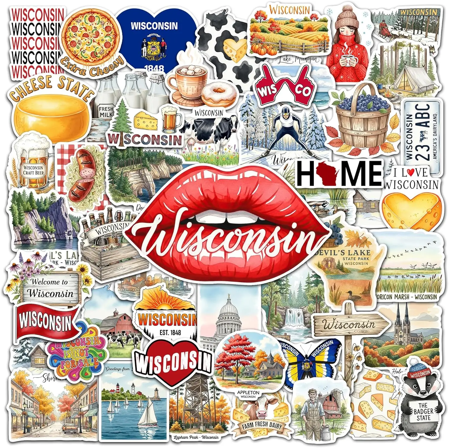 50 Pcs Wisconsin Stickers Waterproof WI State Vinyl Decal America Travel Sticker Laptop Water Bottle
50 Pcs Wisconsin Stickers Waterproof WI State Vinyl Decal America Travel Sticker Laptop Water Bottle