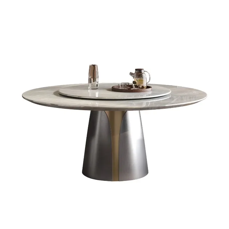 Marble dining table and chair combination, minimalist Italian natural, high-end villa round table with turntable
Marble dining table and chair combination, minimalist Italian natural, high-end villa round table with turntable