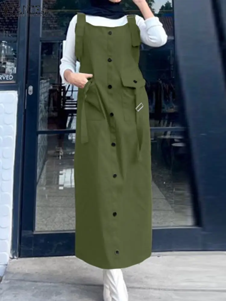 2024 ZANZEA Fashion Spaghetti Strap Overalls Dress Women Summer Muslim Abaya Sundress Vintage Casual Mid-calf Vestido Robe Femme
2024 ZANZEA Fashion Spaghetti Strap Overalls Dress Women Summer Muslim Abaya Sundress Vintage Casual Mid-calf Vestido Robe Femme