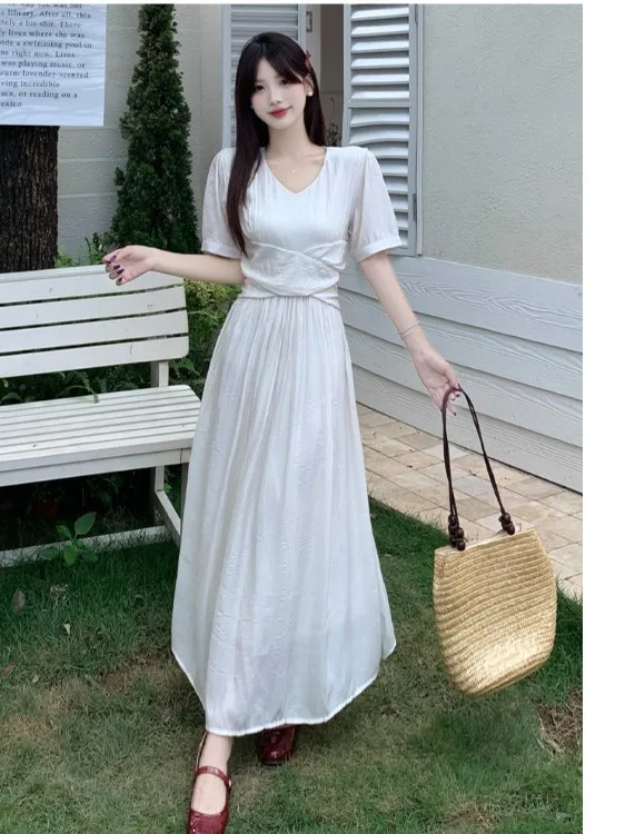 plus Size Women's Gentle Cross V-Neck Dress Summer Slimming A-Line Skirt High Waist Commute Style Short Sleeve Long Dress
plus Size Women's Gentle Cross V-Neck Dress Summer Slimming A-Line Skirt High Waist Commute Style Short Sleeve Long Dress