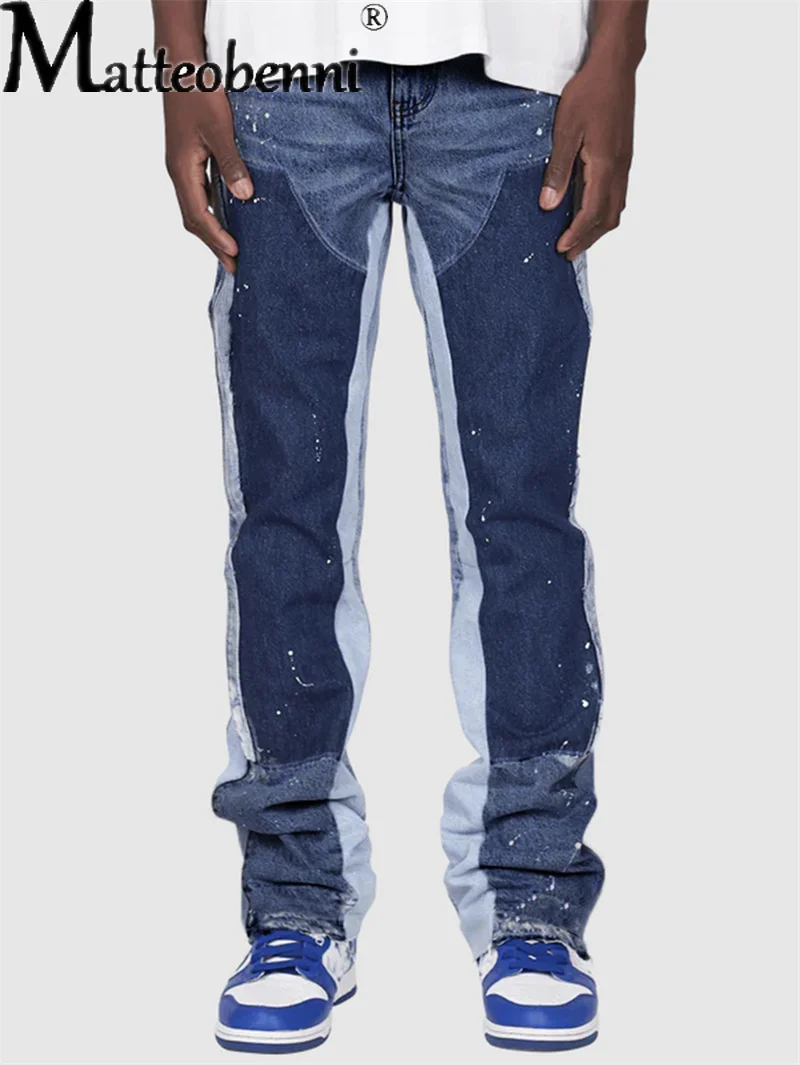 Men Vintage Stretch Patchwork Denim Flared Pants Fashion Male Punk Style Cargo Jeans Streetwear Four Seasons Casual Trouser 2025
Men Vintage Stretch Patchwork Denim Flared Pants Fashion Male Punk Style Cargo Jeans Streetwear Four Seasons Casual Trouser 2025