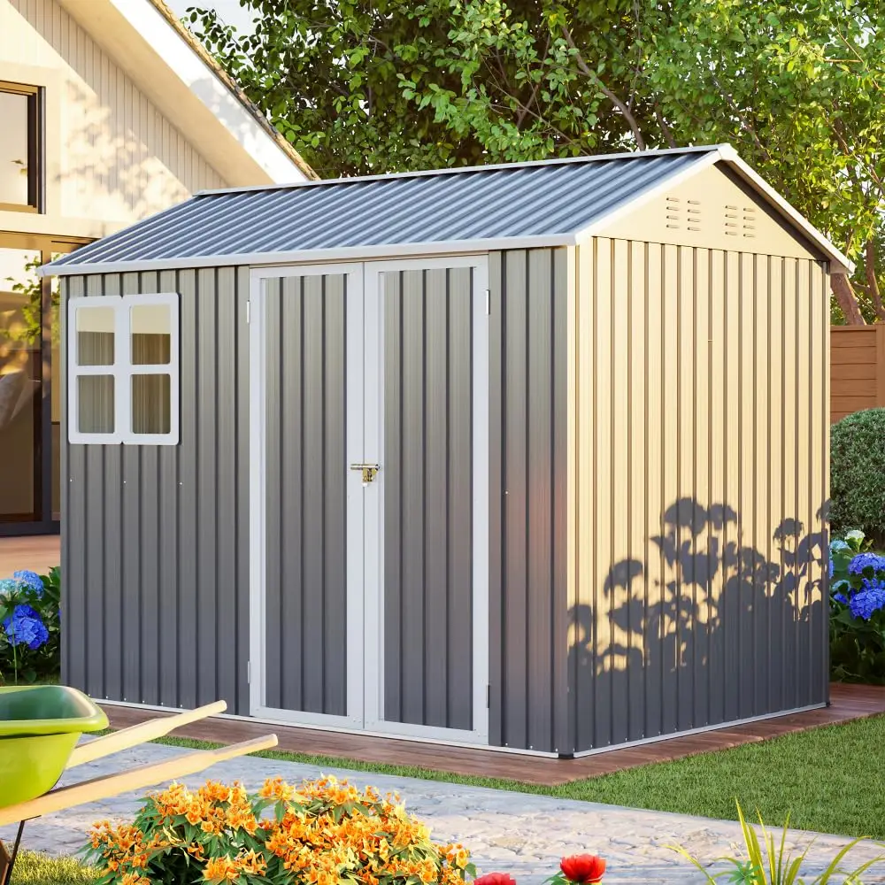 8x6 Steel Storage Shed Lockable Door Sloped Roof Water Drainage Garden Patio Backyard Tool, Custom
8x6 Steel Storage Shed Lockable Door Sloped Roof Water Drainage Garden Patio Backyard Tool, Custom