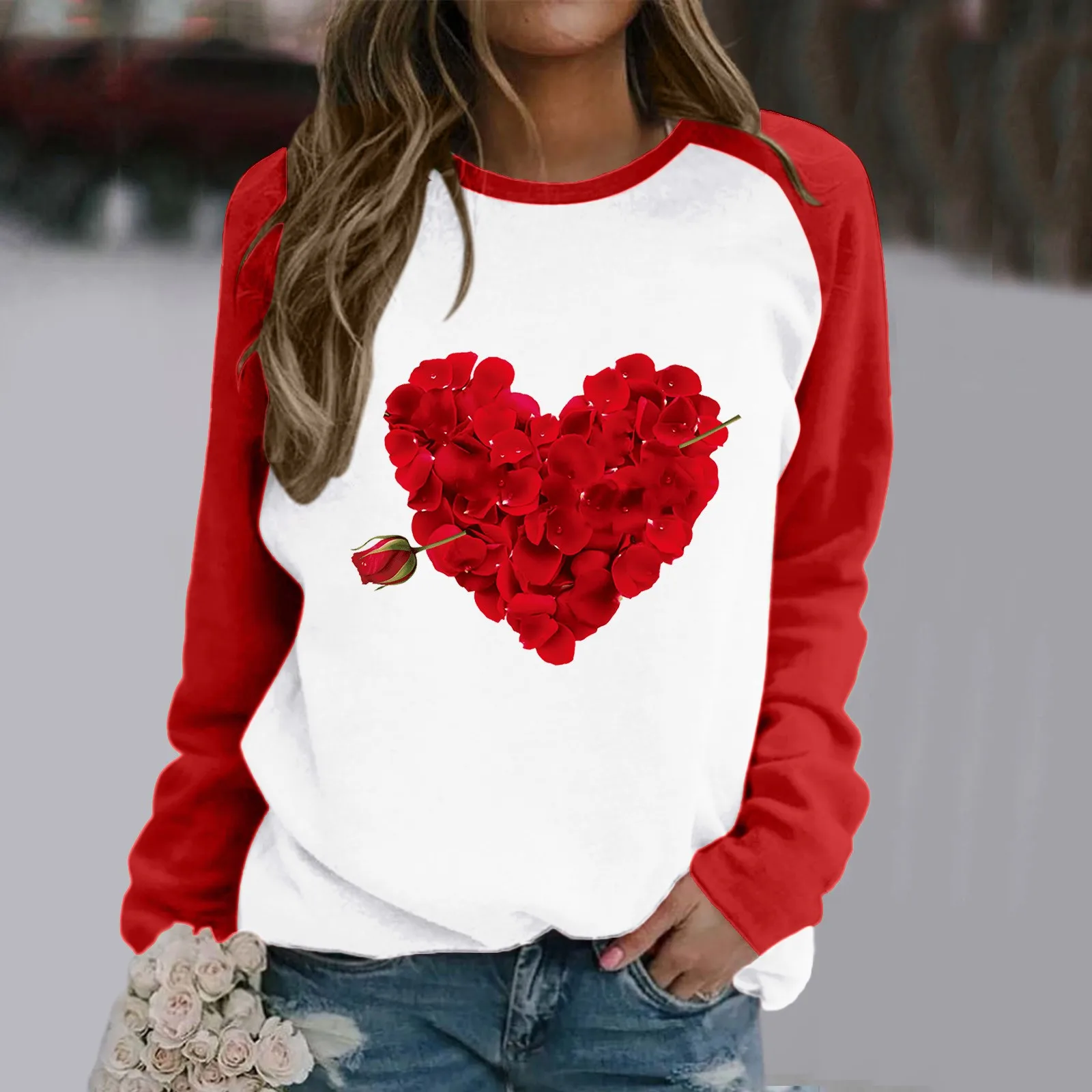 Rose Flower Conmbine Heart Graphic Sweatshirt Valentine's Day Patchwork Long Sleeve Round Neck Women Hoodless Pullovers Tops y2k
Rose Flower Conmbine Heart Graphic Sweatshirt Valentine's Day Patchwork Long Sleeve Round Neck Women Hoodless Pullovers Tops y2k