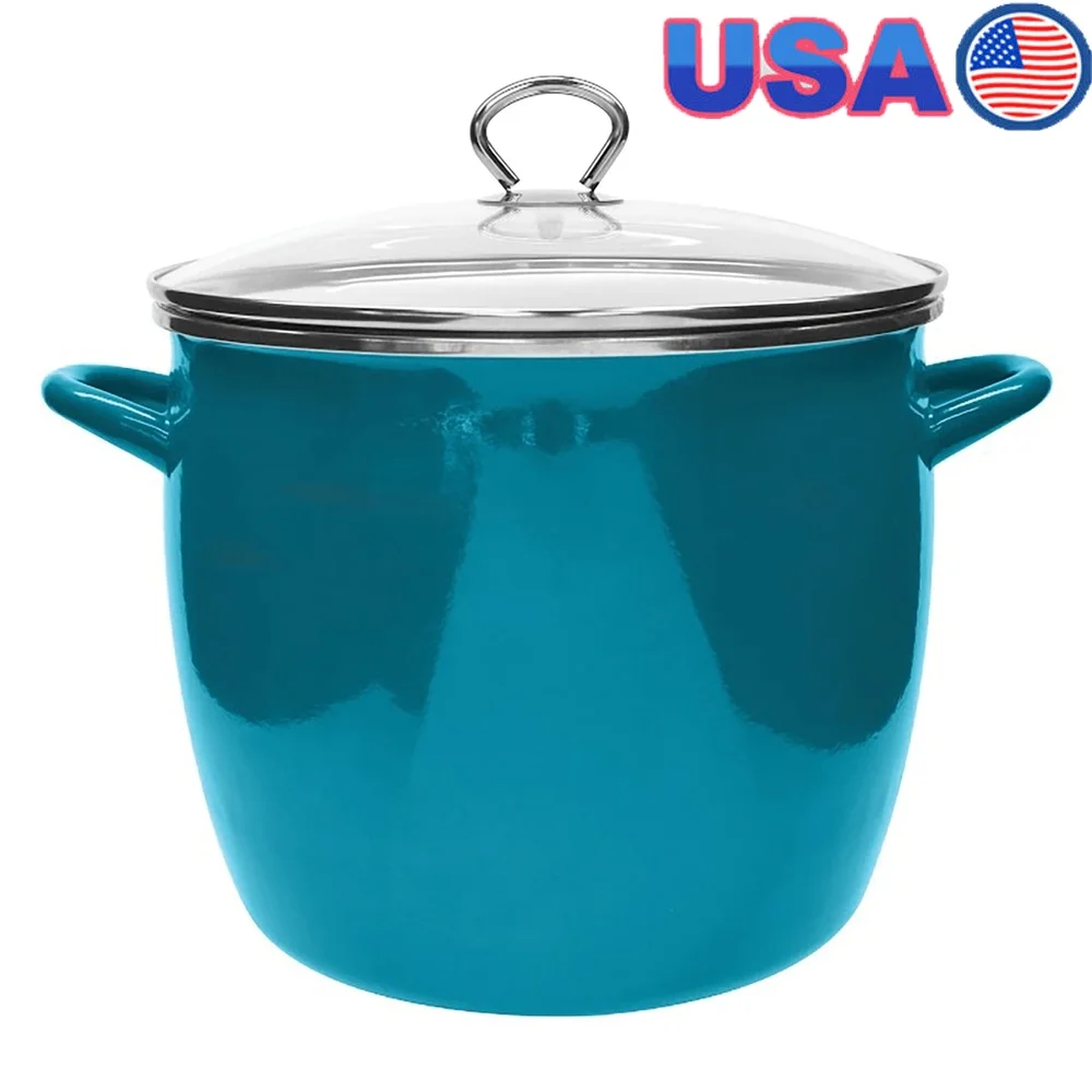 Heavyweight 12Qt Enamel-on-Steel Stockpot with Glass Lid Dishwasher Safe All-Range Compatible Versatile Cookware Soups Stews
Heavyweight 12Qt Enamel-on-Steel Stockpot with Glass Lid Dishwasher Safe All-Range Compatible Versatile Cookware Soups Stews