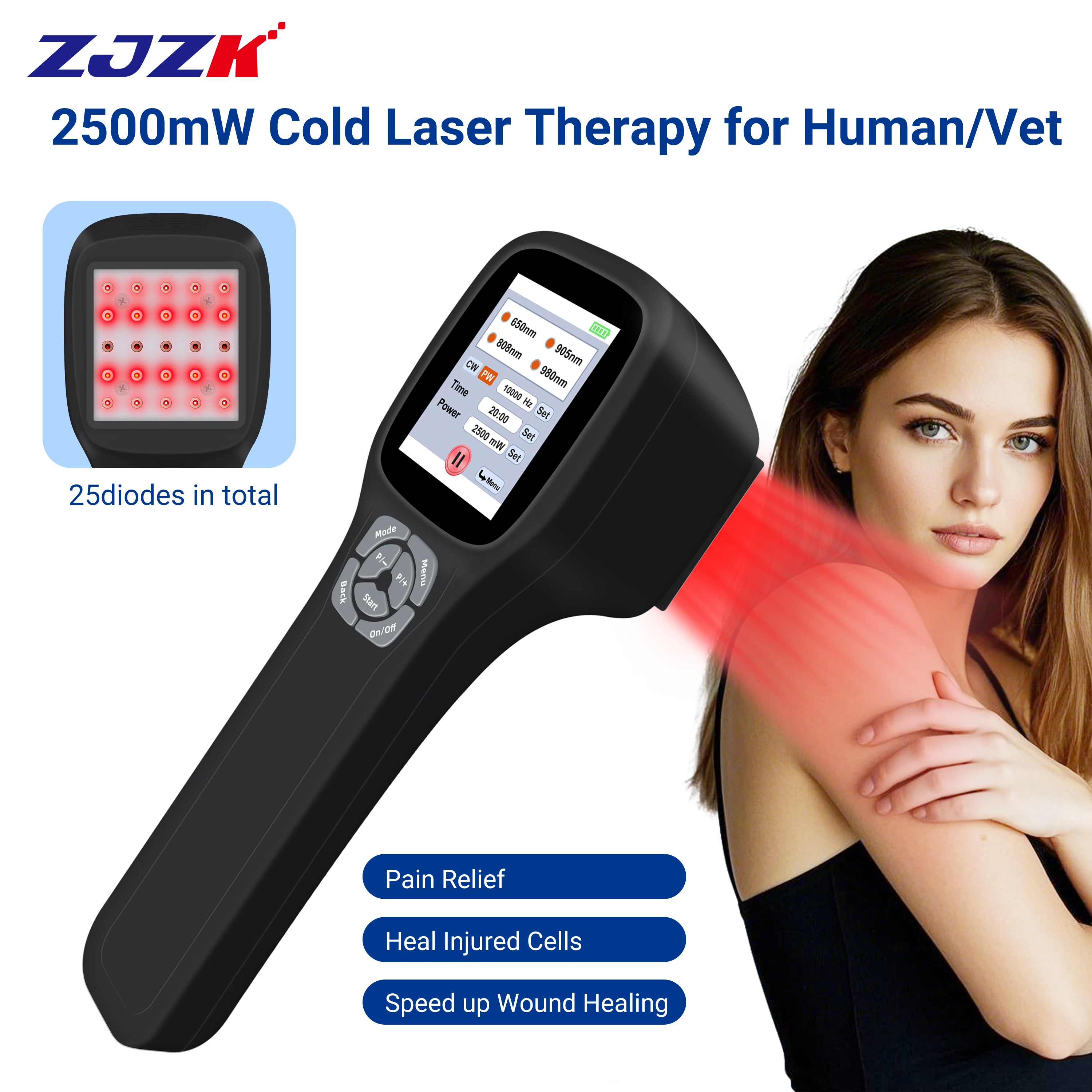 ZJZK 2500mW Red Laser Therapy Chiropractic Treatment 650nm 808nm 905nm 980nm For Back Pain Near Me Plantar Fasciitis Ulcers
ZJZK 2500mW Red Laser Therapy Chiropractic Treatment 650nm 808nm 905nm 980nm For Back Pain Near Me Plantar Fasciitis Ulcers