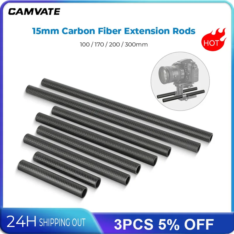 CAMVATE 15mm Carbon Fiber Rod 3.94 / 6.69 / 7.87 / 11.81 Inches Long 2pcs set Extension Rods For DSLR Camera Rod System
CAMVATE 15mm Carbon Fiber Rod 3.94 / 6.69 / 7.87 / 11.81 Inches Long 2pcs set Extension Rods For DSLR Camera Rod System