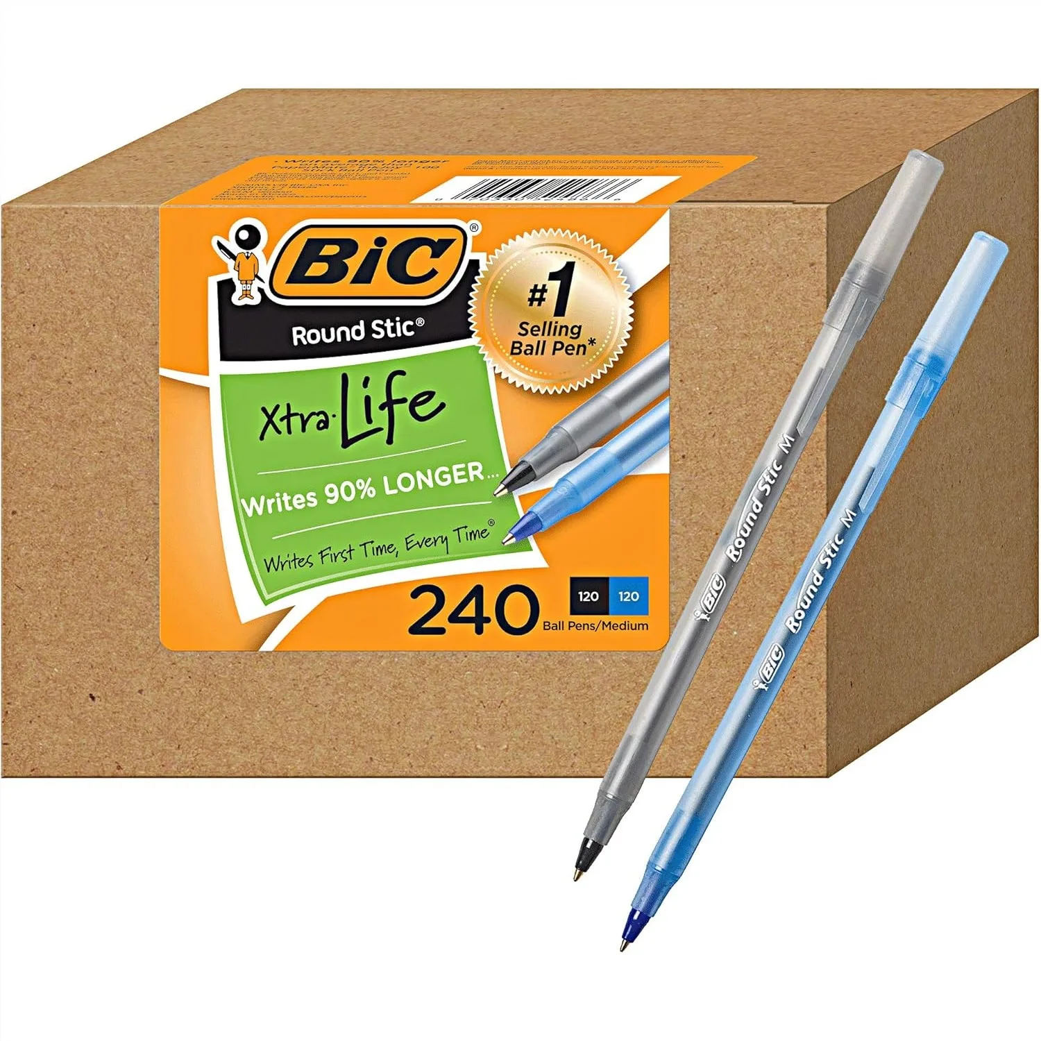 240 Pack Ballpoint Pens, BIC Round Stic Xtra Life Medium Point 1.0mm, 120 Black & 120 Blue, Bulk Office School Supplies
240 Pack Ballpoint Pens, BIC Round Stic Xtra Life Medium Point 1.0mm, 120 Black & 120 Blue, Bulk Office School Supplies
