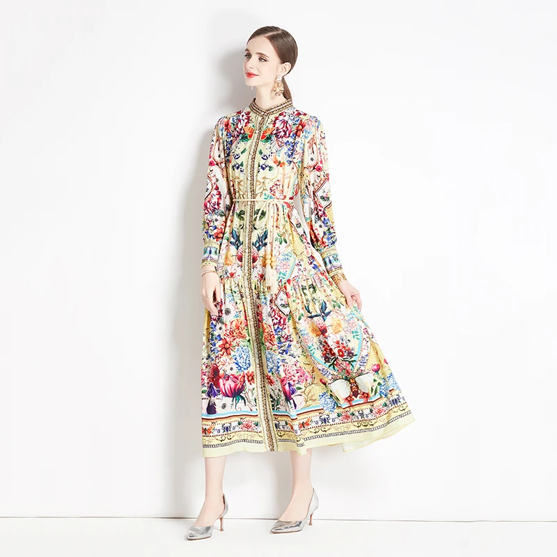 2023 Spring and Autumn New Vintage Cotton Linen Standing Neck Lantern Sleeve Printed Dress Long Dress WN1206080 Huanghua
2023 Spring and Autumn New Vintage Cotton Linen Standing Neck Lantern Sleeve Printed Dress Long Dress WN1206080 Huanghua