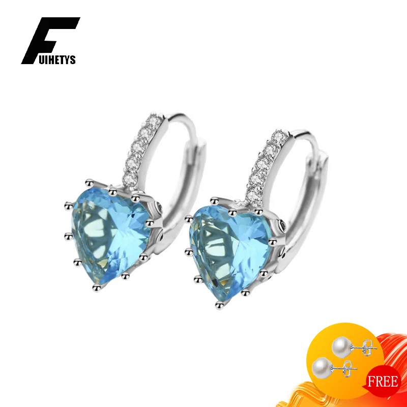 Trendy 925 Silver Jewelry Earrings Heart Shape Created Sapphire Zircon Gemstone Drop Earring Accessories for Women Wedding Party
Trendy 925 Silver Jewelry Earrings Heart Shape Created Sapphire Zircon Gemstone Drop Earring Accessories for Women Wedding Party